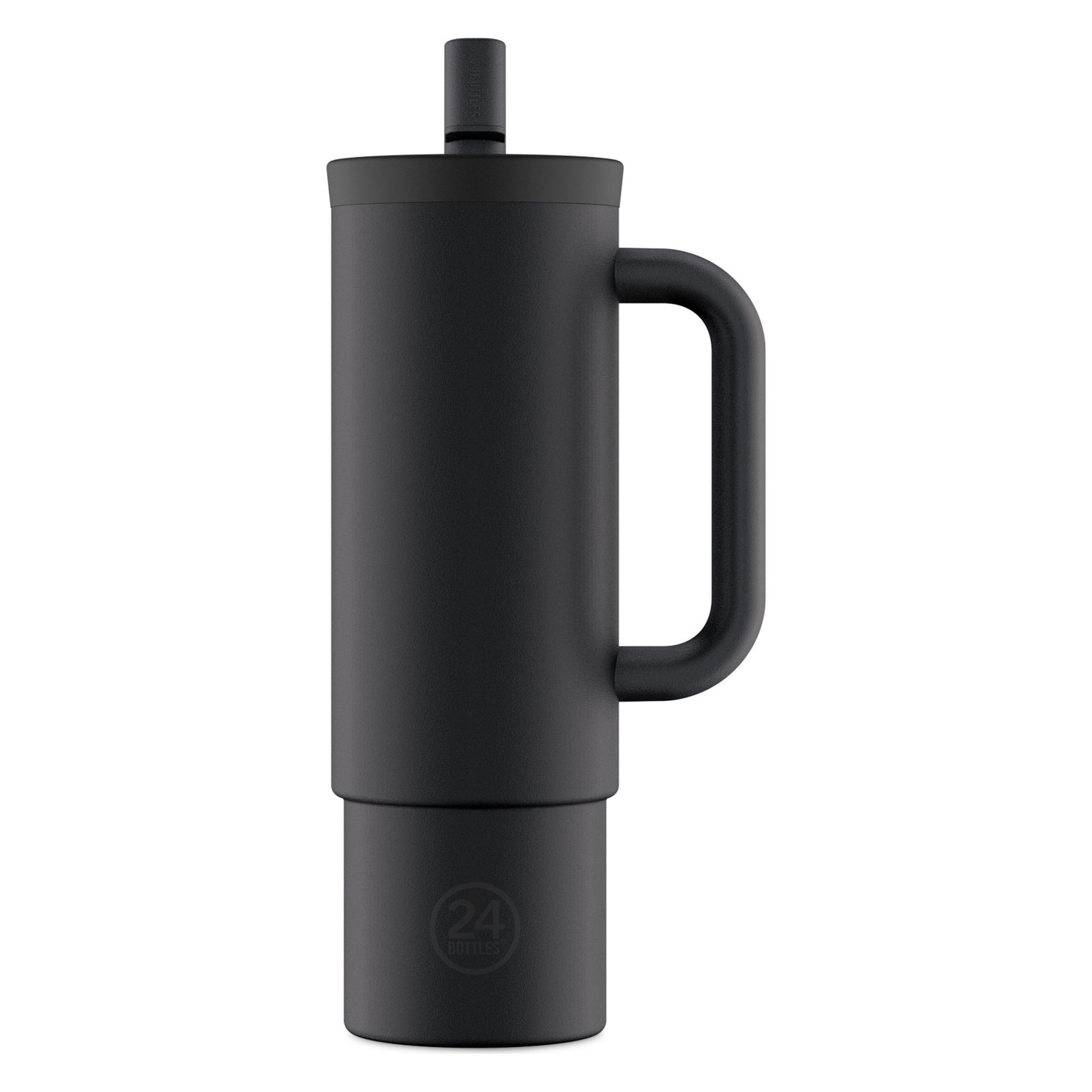 24Bottles Drinkfles 'Straw' in Zwart: voorkant