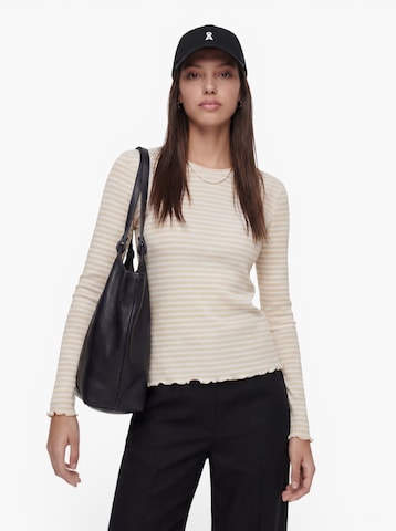 T-shirt 'SLFELLEN' SELECTED en beige : devant