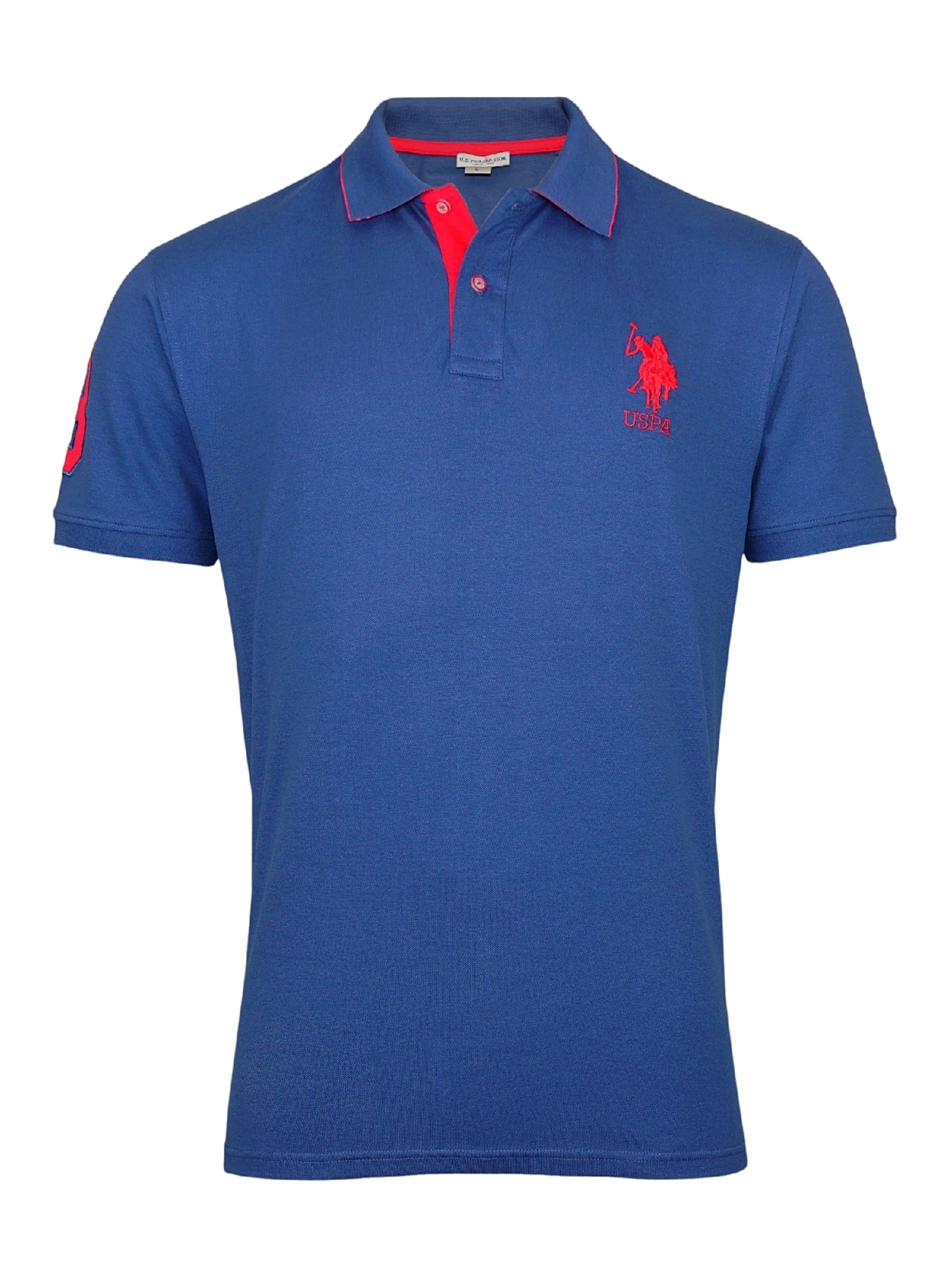 U.S. POLO ASSN. T-Shirt en bleu / rouge vif, Vue avec produit