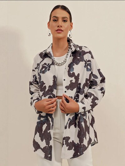 Camicia da donna Bigdart di colore blu cielo / cioccolato / bianco, Visualizzazione prodotti