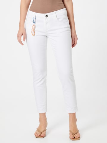 Goldgarn Skinny Jeans i vit: framsida