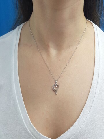 EinStein Diamant Pendant 'Halskette mit Anhänger Doppelherz und Diamant Brillant-Schliff in 14 Karat Weißgold' in White