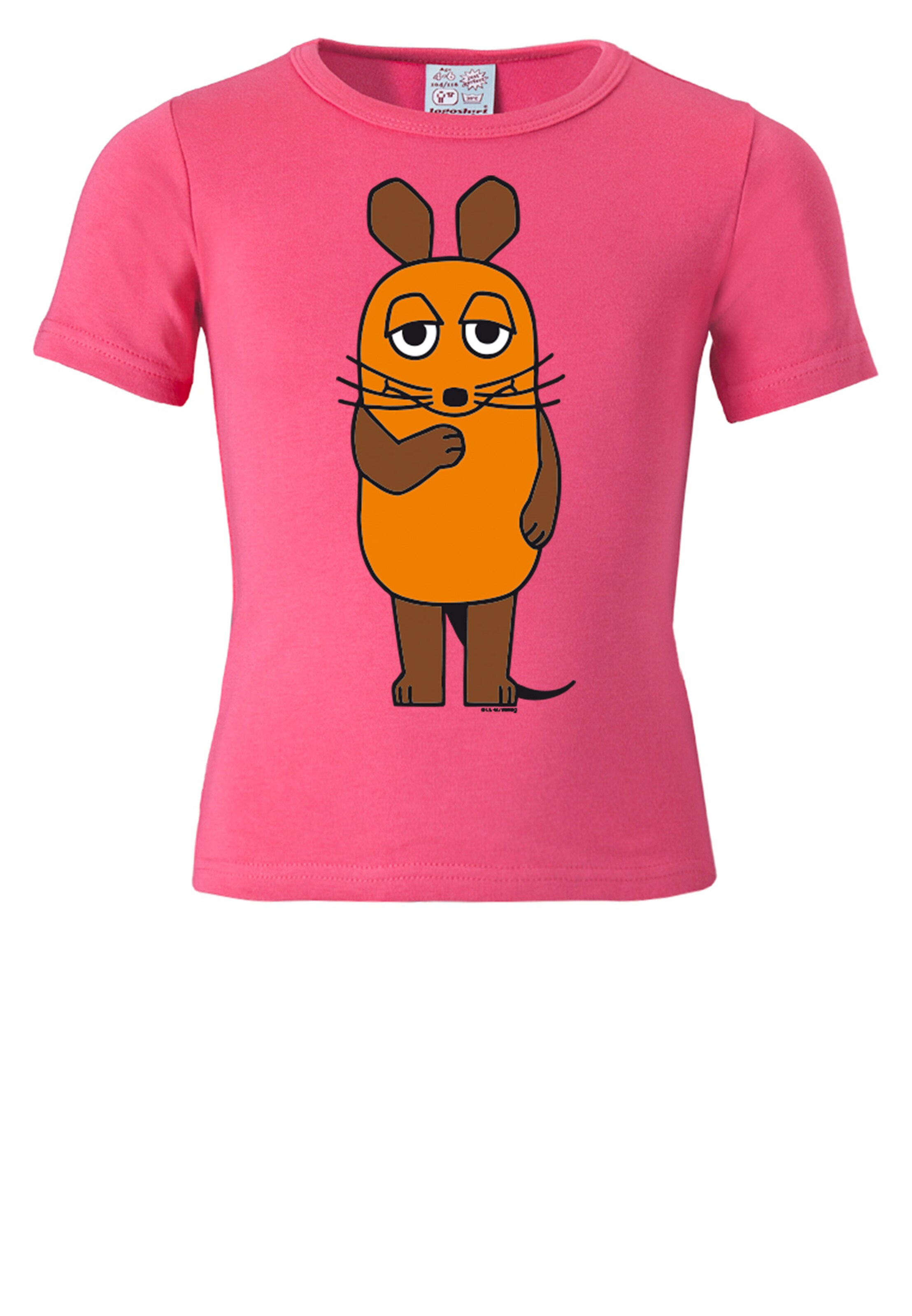 LOGOSHIRT Shirt 'Die Maus' in Roze: voorkant