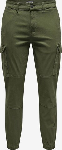 Effilé Pantalon cargo 'Carter' Only & Sons en vert : devant