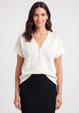 usha BLACK LABEL Gebreid vest in Wit: voorkant