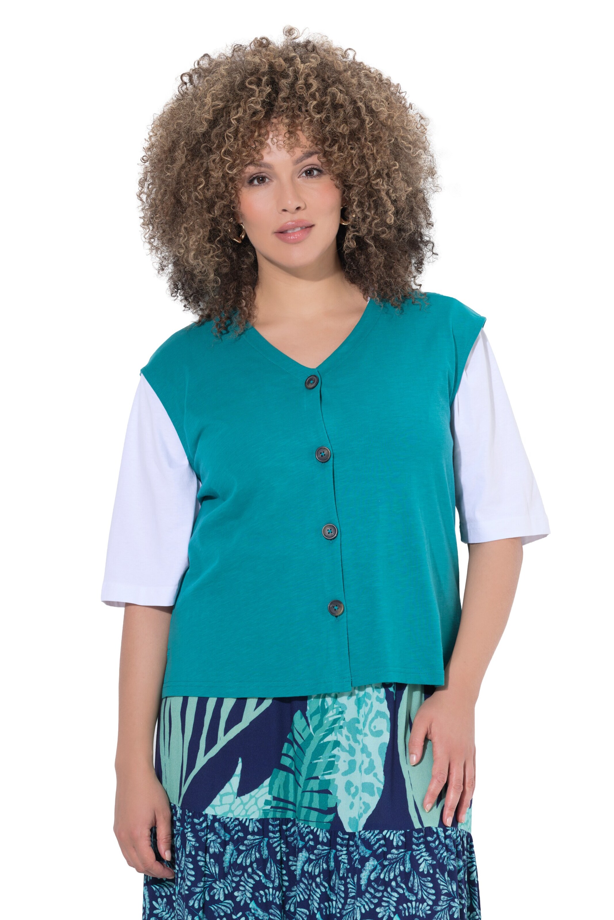 Ulla Popken Weste in Blau: Vorderseite