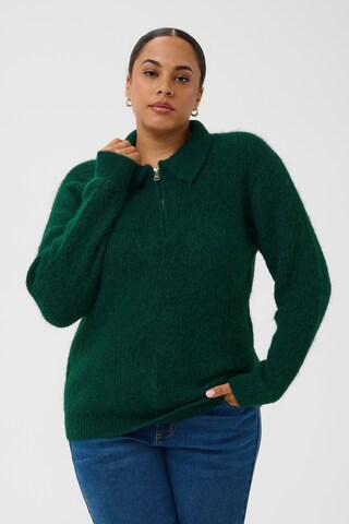 KAFFE CURVE Pullover 'KCSelma' in Grün: Vorderseite