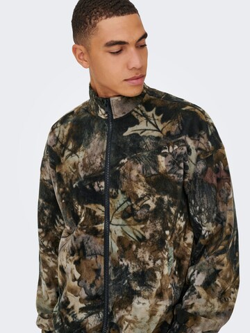 Only & Sons Fleece jas 'ONSBilly' in Bruin