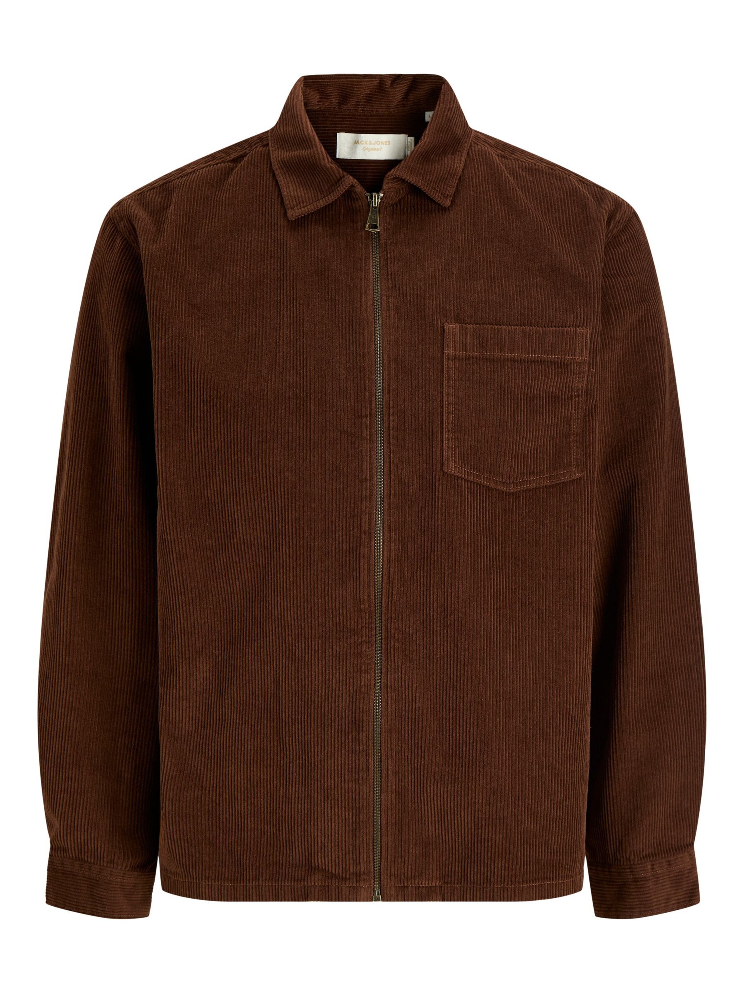 JACK & JONES Regular fit Button Up Shirt in Brown: front