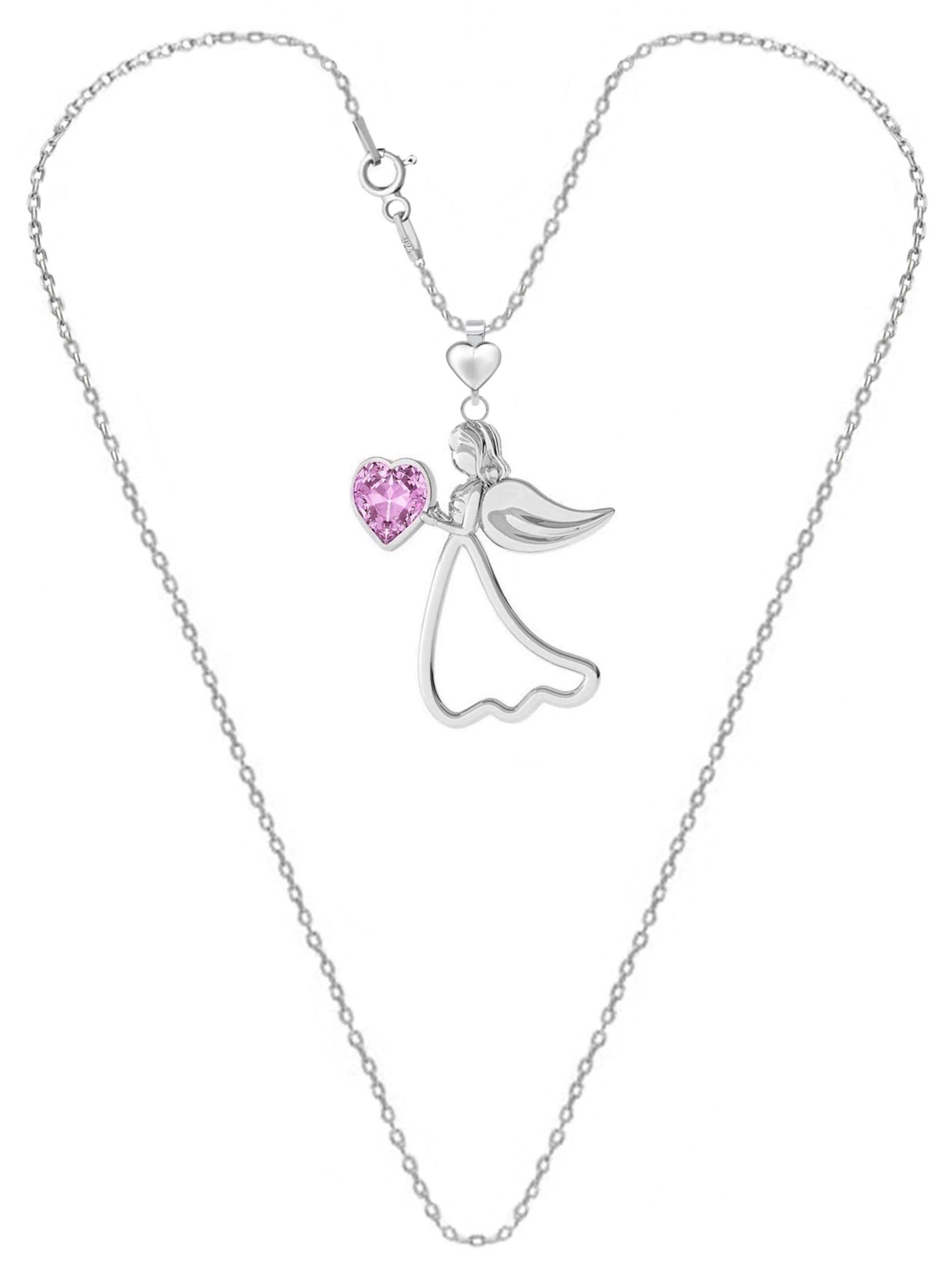 Goldene Hufeisen Kette 'Schutzengel mit Herz'‌‌‌‌‌‌‌‌‌ in Lila: Vorderseite