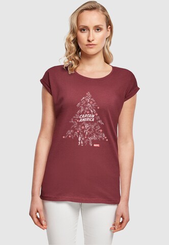 T-shirt 'Captain America - Christmas Tree' ABSOLUTE CULT en rouge : devant