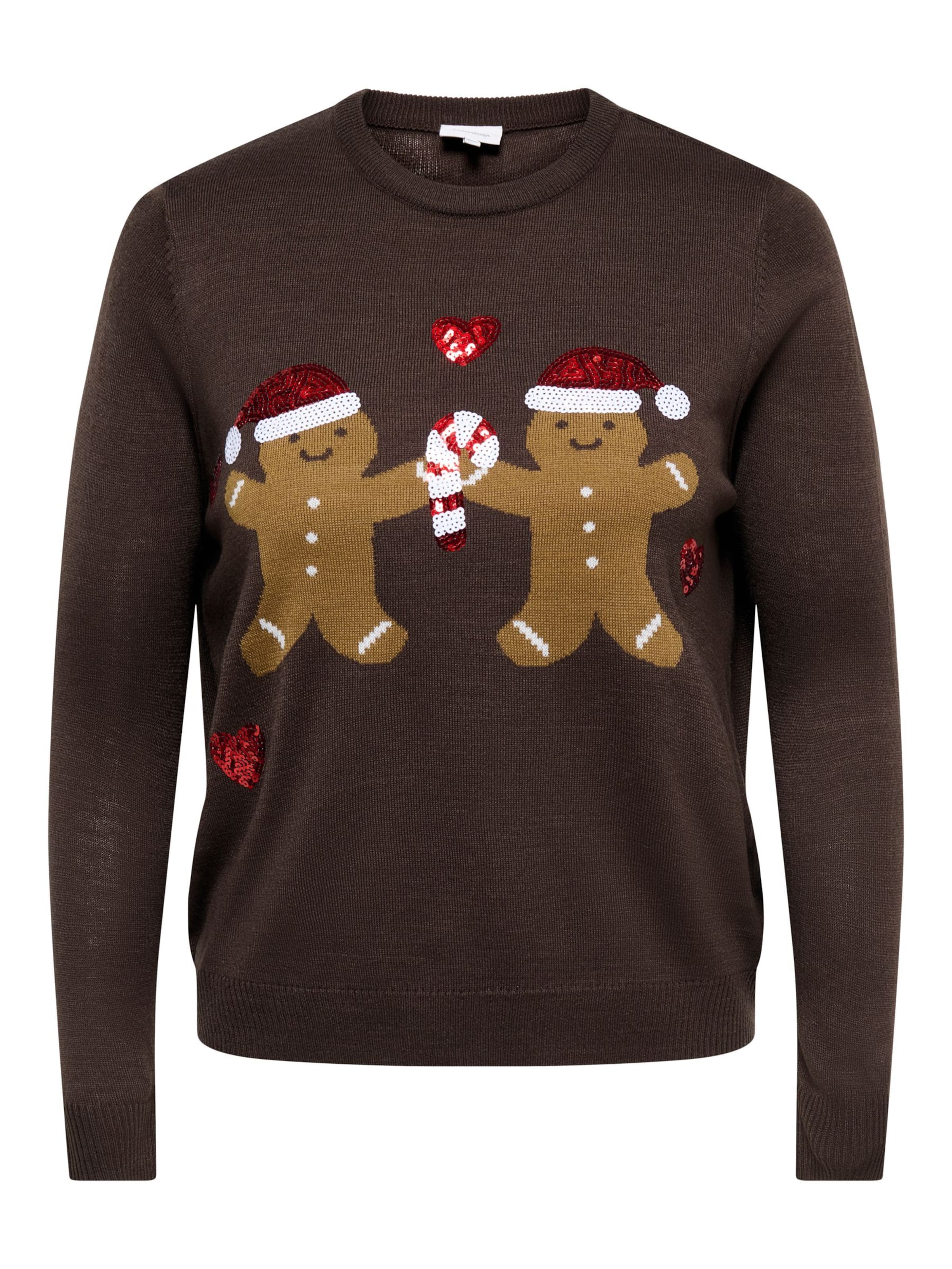 ONLY Carmakoma Pullover 'CARXMAS SHINE MOTIVE' in Braun: Vorderseite