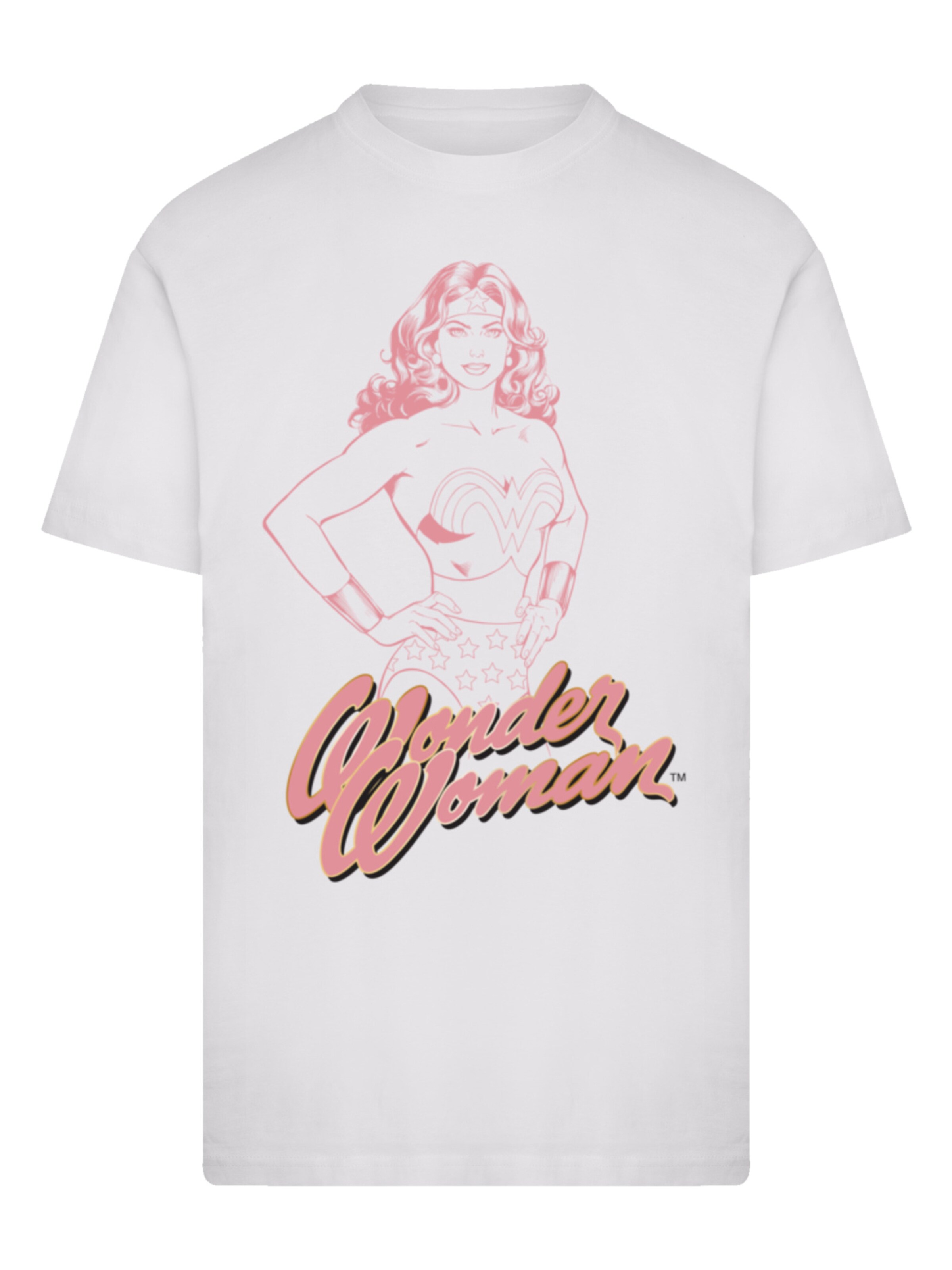 F4NT4STIC Shirt 'Wonder Woman Pink Outline' in White: front