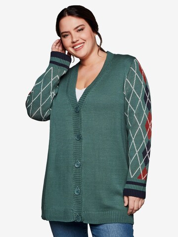 SHEEGO Knit Cardigan in Green: front