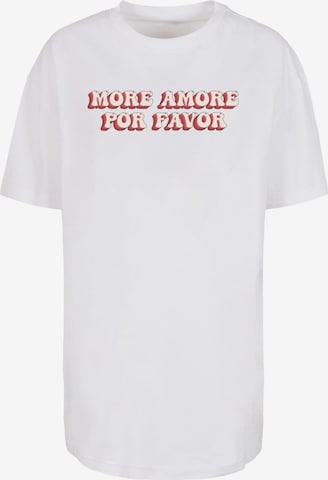 Maglia extra large 'Hugs & Love - More Amore Por Favor' di Merchcode in bianco: frontale