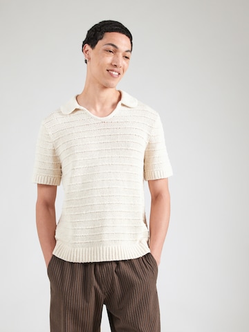 Abercrombie & Fitch Pulover 'May4 Rafia Breedy' | bež barva: sprednja stran