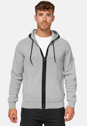 INDICODE JEANS Zip-Up Hoodie in Grey