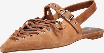 Ballerines à lanières Jeffrey Campbell en marron : devant