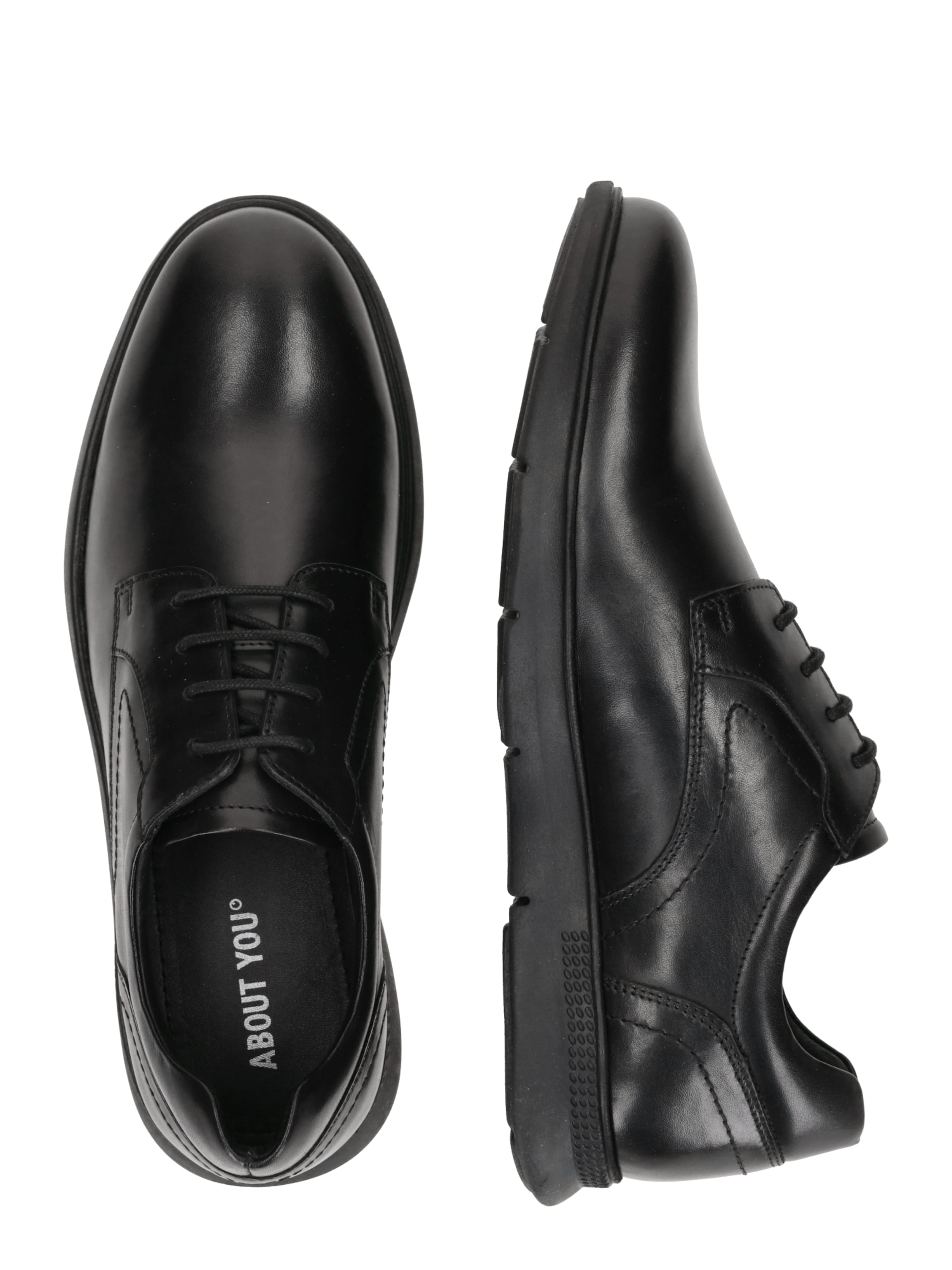 melns ABOUT YOU Sporta apavi ar šņorēm 'Leandro'