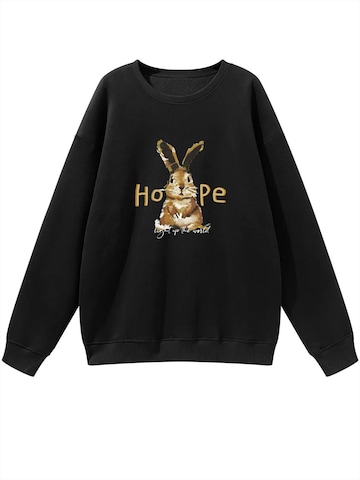 GORHEY Sweatshirt 'Women's Crew Neck Sweatshirt with Rabbit Print, Loose Long Sleeve Fleece Pullover'‌‌‌‌ in Schwarz