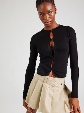 WEEKDAY Gebreid vest 'Rosie' in Zwart: voorkant