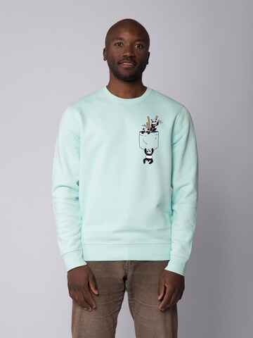Sweat-shirt 'Pocket Pandas' Watapparel en bleu : devant