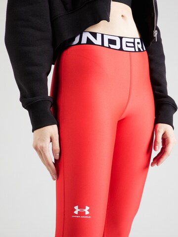 UNDER ARMOUR Skinny Športne hlače 'Authentics' | rdeča barva