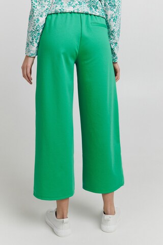 ICHI Wide leg Pleat-Front Pants 'KATE' in Green