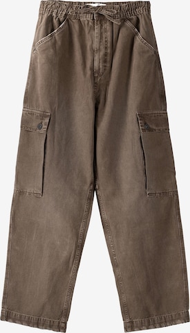 Loosefit Pantalon cargo Bershka en marron : devant