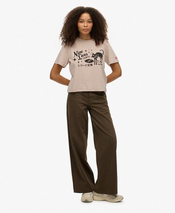 T-shirt 'Roadside Trade' Superdry en beige