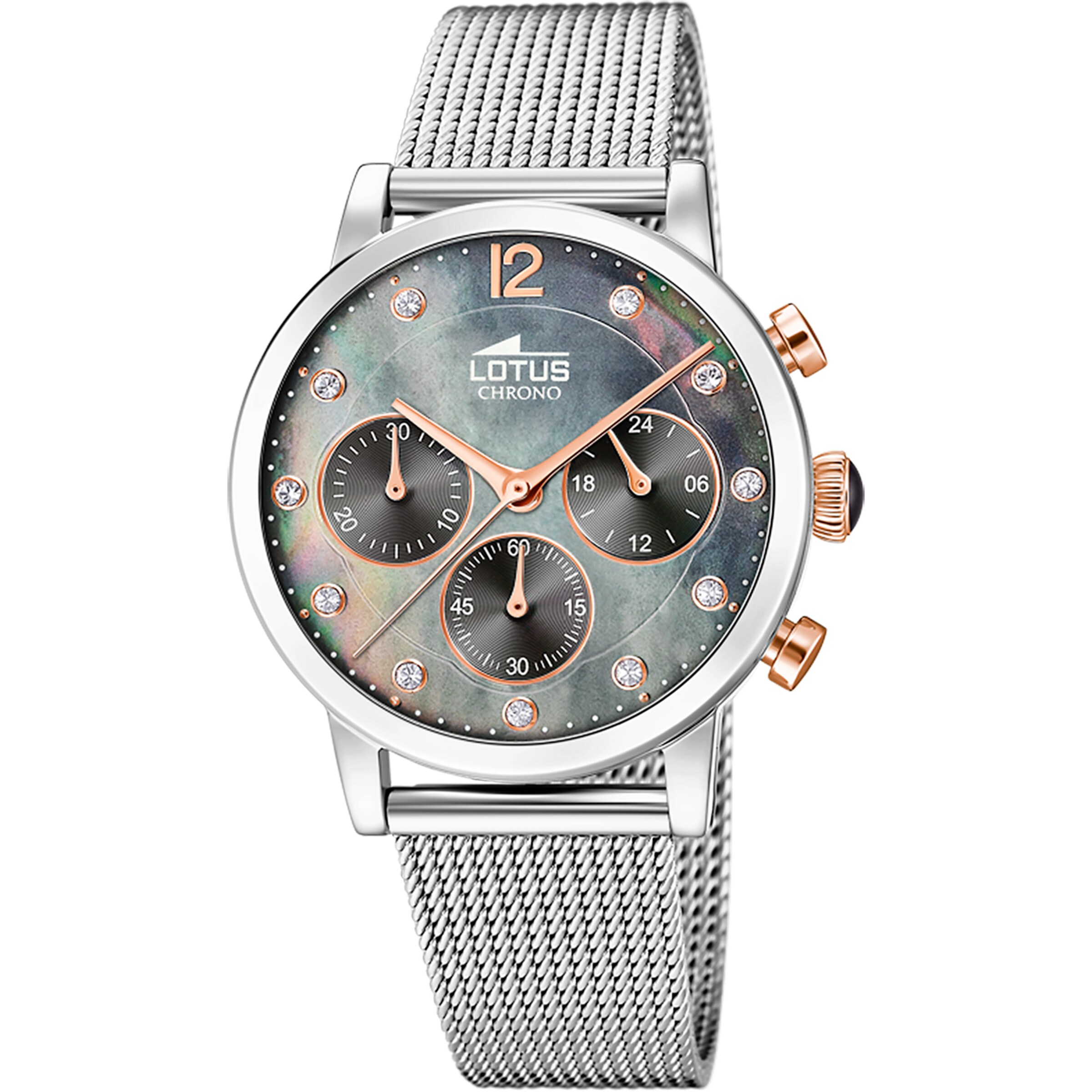 Lotus Analog Watch in Silver: front
