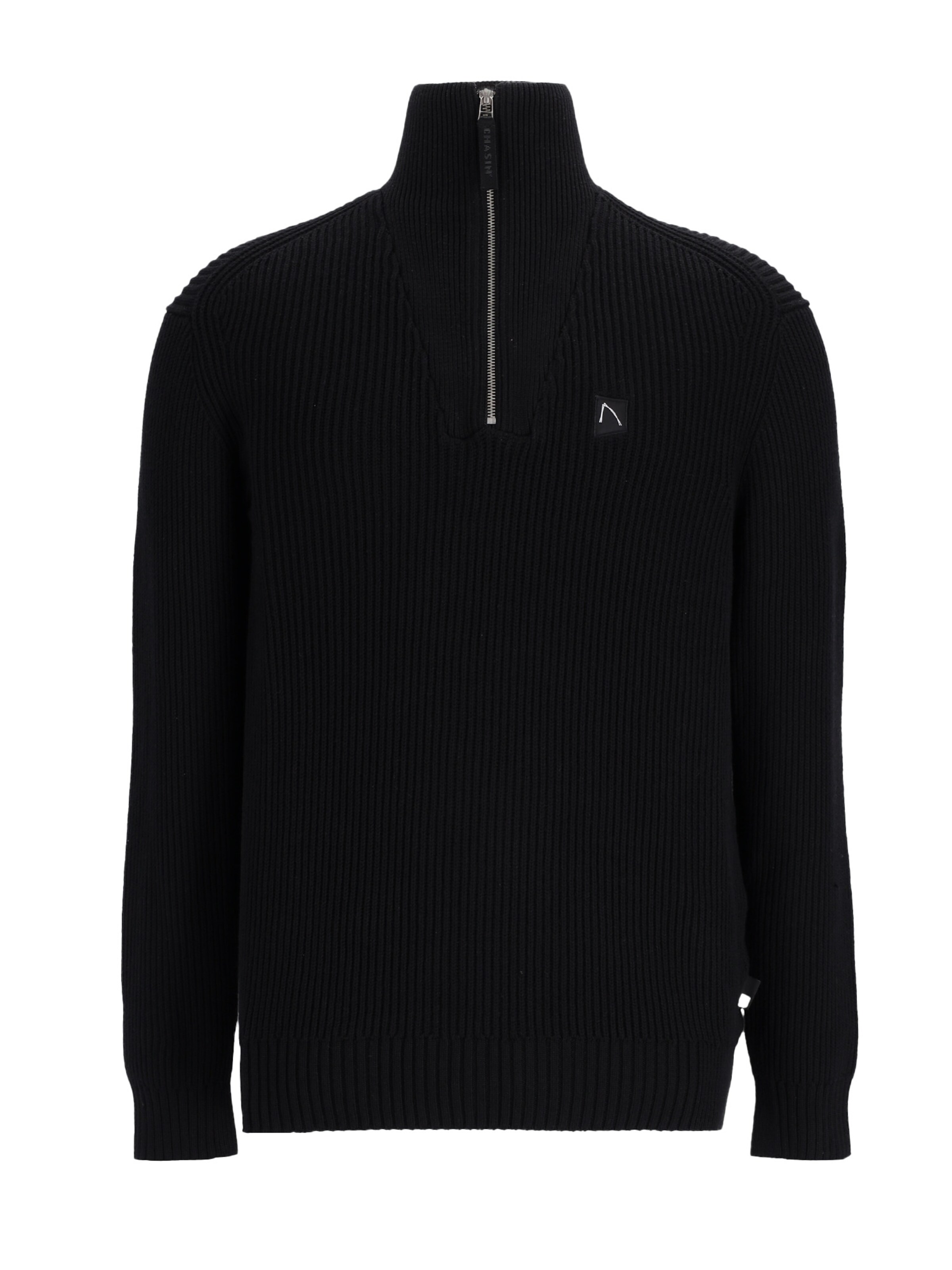 CHASIN' Trui 'Oliver Half Zip' in Zwart: voorkant