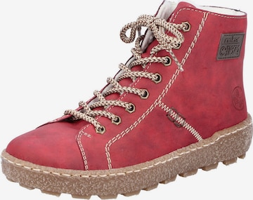 Rieker Lace-Up Ankle Boots in Red: front