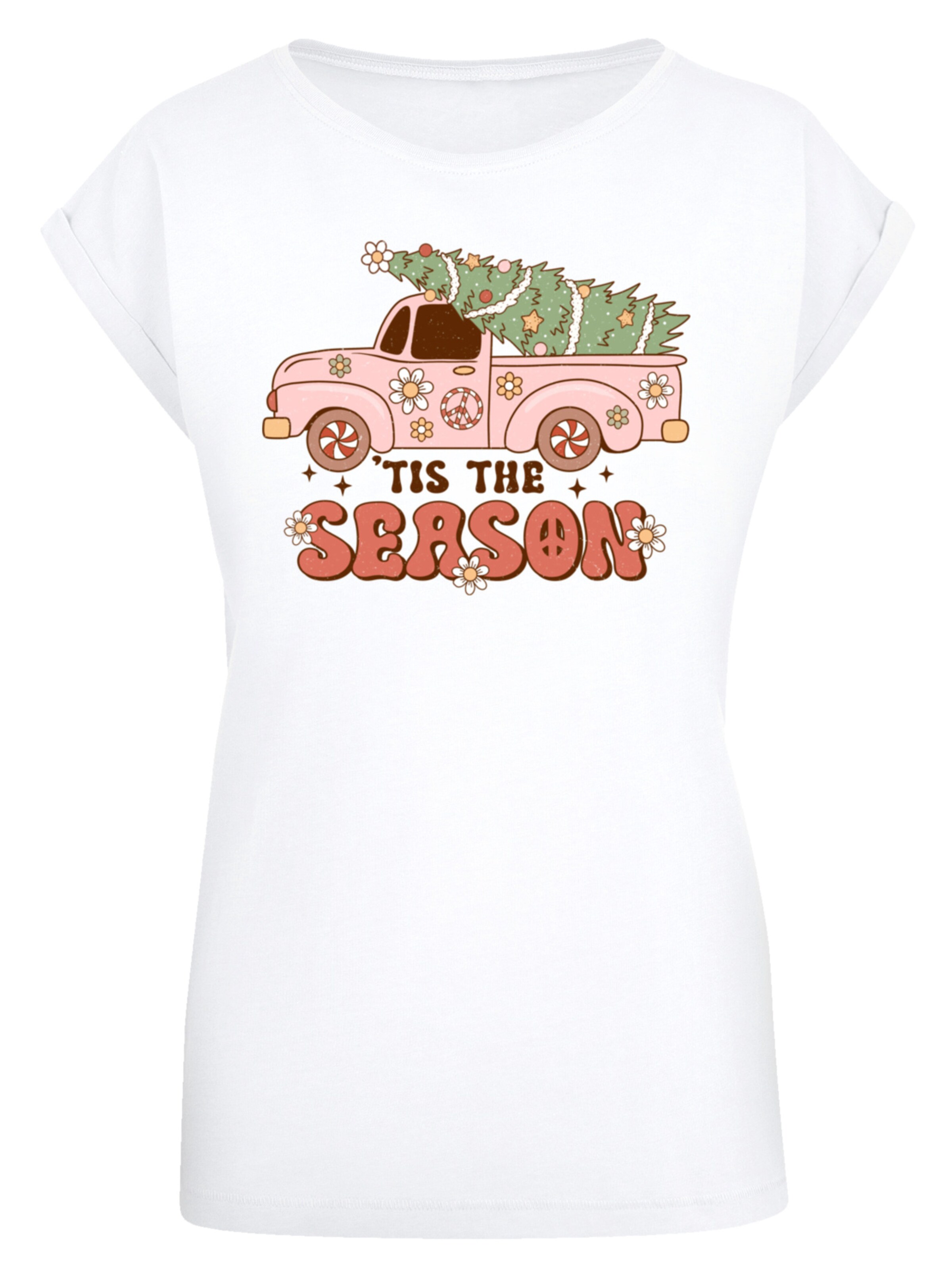 T-shirt 'Tis The Season Christmas' F4NT4STIC en blanc : devant