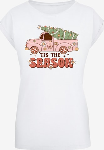 T-shirt 'Tis The Season Christmas' F4NT4STIC en blanc : devant