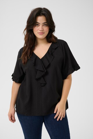 KAFFE CURVE Blouse 'Meriana' in Zwart: voorkant
