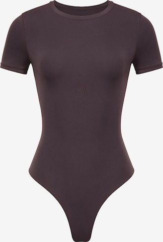 GOD SAVE QUEENS Bodi 'Second Skin T-Shirt Bodysuit' | rjava barva: sprednja stran