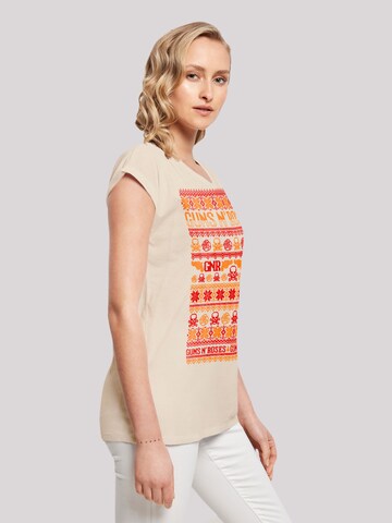 F4NT4STIC T-Shirt 'Guns And Roses Christmas' in Beige