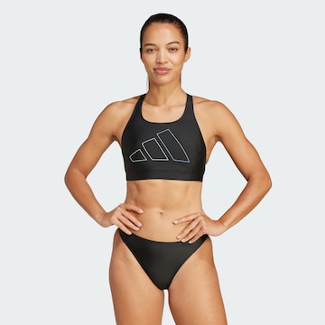 ADIDAS PERFORMANCE Bustier Sportbikini 'Big Bars' in Schwarz: Vorderseite