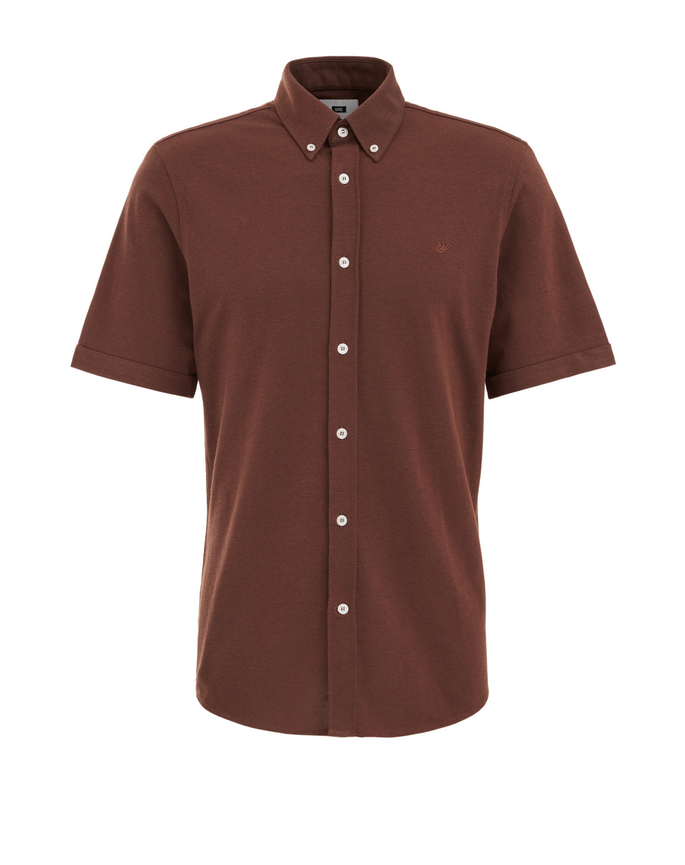 WE Fashion Kitsas lõige Triiksärk, värv pruun: eest vaates