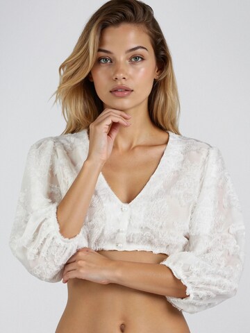 Blouse folklorique 'Hauke' SPIETH & WENSKY en blanc : devant