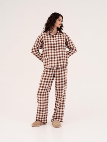 AmourLinen - Pijama 'Snooze' en marrón
