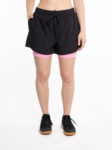 mymotus Regular Sportbroek 'Mymotus® Ladies Comfort Running Twin Shorts Black- Begonia Pink RW81' in Zwart