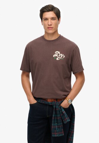 T-Shirt 'Tap Room' Superdry en marron : devant