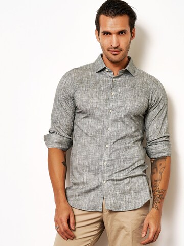 DESOTO Slim fit Button Up Shirt 'Kent' in Grey: front