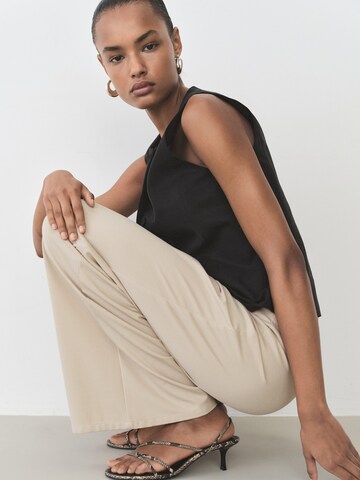 MANGO Loose fit Trousers 'CANDELA' in Beige