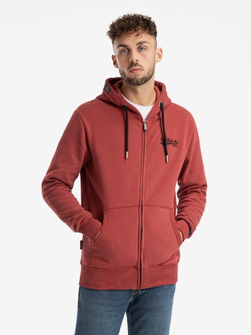 SPITZBUB Zip-Up Hoodie ' Marvin ' in Red: front