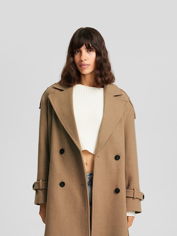 Bershka Between-seasons coat in Brown: front