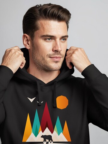 Neverless Sweatshirt 'Berg Bär Polygon' in Black