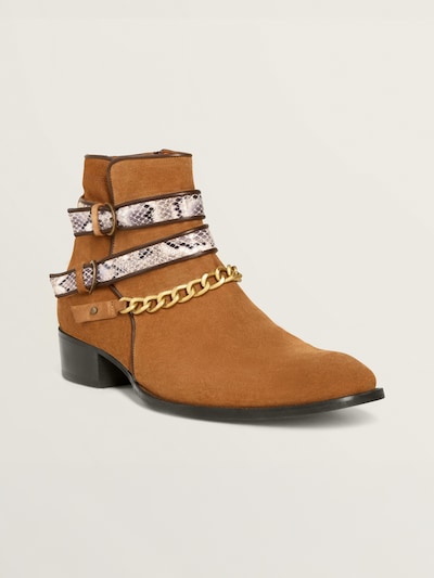 MAD TIGERS Boots 'SNAKE BUCKLE' in de kleur Cognac, Productweergave